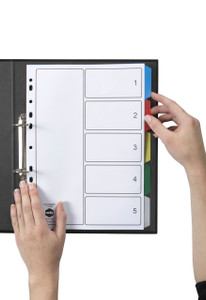 MARBIG POLYPROPYLENE DIVIDERS 5 Tab A4 Multi-Colour