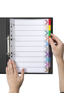MARBIG PLASTIC COLOURED TABBED MANILLA DIVIDERS 10 Tab A4
