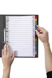 MARBIG PLASTIC COLOURED TABBED MANILLA DIVIDERS A-Z Tab A4