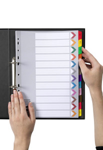 MARBIG PLASTIC COLOURED TABBED MANILLA DIVIDERS Financial Year Tab A4