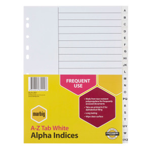 MARBIG POLYPROPYLENE DIVIDERS - ALPHABETICAL A-Z A4 White
