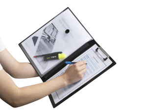 MARBIG INSERT CLIPFOLDER With Expanding Pocket Black