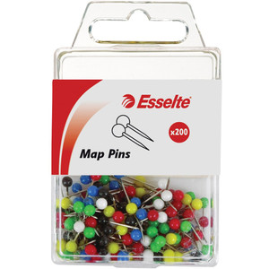 ESSELTE PINS MAP 4x17mm Assorted 45108 (Pack of 200)