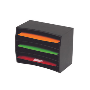 MARBIG DESKTOP ORGANISER Wooden Horizontal 6 Tier Black L391XD210XH302MM