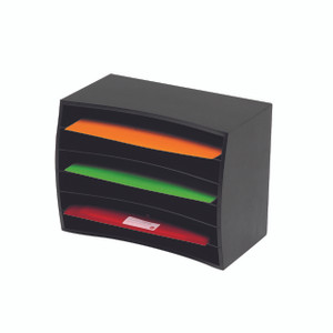 MARBIG DESKTOP ORGANISER Wooden Horizontal 6 Tier Black L391XD210XH302MM