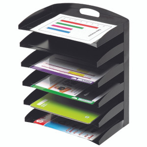 MARBIG METAL DESK TOP ORGANISER 6 Tier Metal Black L385mm x W230mm x H500mm