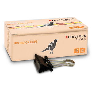 BIBBULMUN FOLDBACK CLIPS 25mm Pack of 12