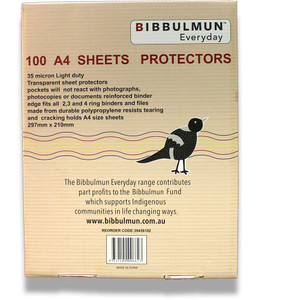 BIBBULMUN SHEET PROTECTORS A4 Light Weight Pack of 100