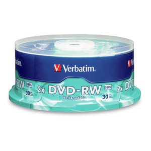 VERBATIM REWRITABLE DVD DVDRW 47GB 2X Pk30 Spindle 95179