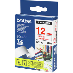 BROTHER TZE-232 PTOUCH TAPE 12mm x 8mtr Red on White