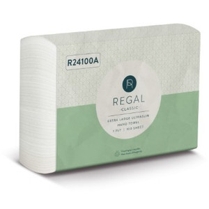 Regal Classic 1 Ply Extra Large 220 x 365mm Ultraslim Hand Towel 100 Sheets, Carton of 24 ***Alternative: LIV-1401***