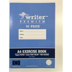 WRITER PREMIUM EXERCISE BOOK A4 8mm ruled 96pgs 70gsm - Circle 297x210mm