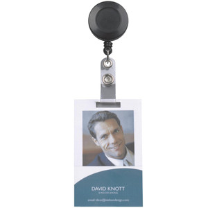 REXEL RETRACTABLE CARD HOLDERS WITH STRAP 750mm Black