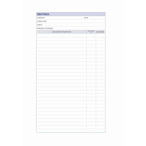 MEETINGS NOTEPAD Pk2 to suit A4 compendium