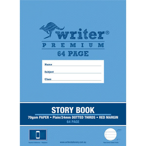 WRITER PREMIUM STORY BOOK 64 PAGE TOP 1/2 PLAIN BOTTOM 1/2 24MM DOTTED THIRDS RULED PLUS MARGIN
