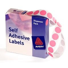 AVERY DISPENSER LABEL Circles DMC14P 14mm Pink, Pk1050