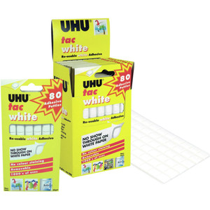 UHU Tac Adhesive White, Pack of 80 Putties