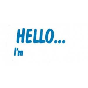 AVERY DISPENSER LABELS - PRINTED Hello I'm DMO5843HE 58x43mm, Pk100