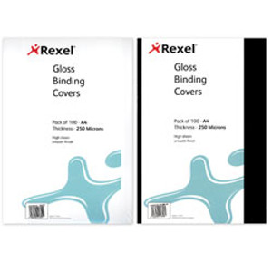 REXEL BINDING COVERS A4 250gsm Gloss Pk100 White