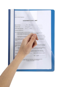 MARBIG A4 DELUXE PP FLAT FILES (CLEAR FRONT) Blue