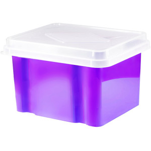 ITALPLAST 32 Litre Storage / File Box - Grape Base / Clear Lid, Each