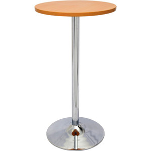 CHROME BASE DRY BAR TABLE 1075(h) mm with 600mm round Beech top ( 4 CTNS )