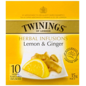 TWININGS TEA BAGS Lemon And Ginger Pack Of 10