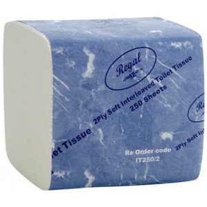 REGAL INTERLEAVED TOILET PAPER 2 PLY 250 SHEETS PER PACK CTN36 FITS INTO KIMBERLEY CLARK DISPENSER