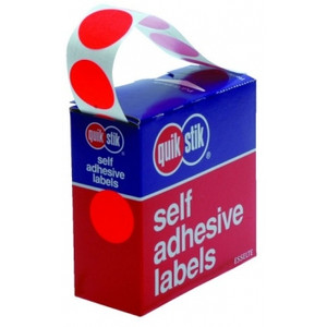 QUIK STIK DSPMC24 LABELS Circular 24mm Fluro Red Pack of 400