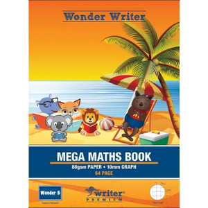 WONDER WRITER 64PG MEGA MATHS BOOK 10MM GRAPH RULED 330 X 240