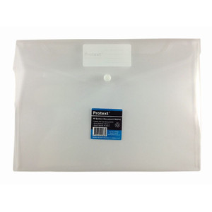 PROTEXT A4 DOCUMENT POCKET Poly Button Closure - Clear