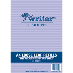 A4 BINDER REFILLS PK50 2MM GRAPH