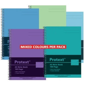 PROTEXT A5 100PG PP NOTE BOOK ASSORTED COLOURS 205X147MM