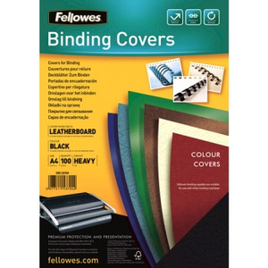 FELLOWES BINDING COVER Leatherboard 250gsm A4 Black Pk100