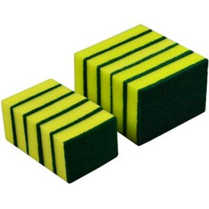 ITALPLAST General Purpose Sponge Scourer - 100mm x 75mm - Green / Yellow, Pack of 5