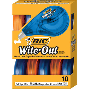 BIC Wite-Out Correction Tape EZ Pack of 10 75079012
