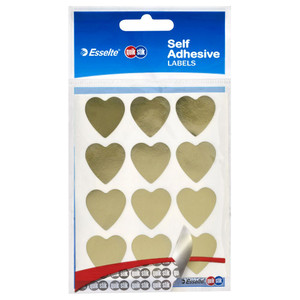 QUIK STIK FLAT PACK STICKERS Heart 48 Labels Gold *** While Stock Lasts ***