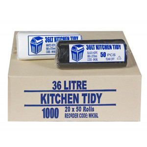 BIN LINER BLACK 36LTR BX1000 KLE-1036LTB