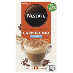 NESCAFE SKIM CAPPUCCINO SATCHE CAFE MENU Box of 10 99% FAT FREE