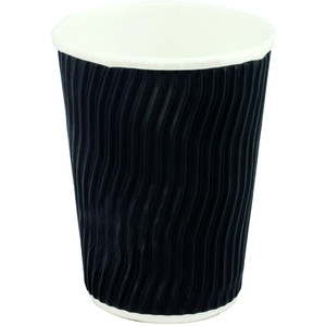 COOL WAVE DOUBLE WALL HOT CUPS 12OZ BLACK CTN500