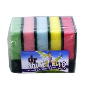 DR. SHINE SPONGE & SCOURER PAD 10 x 10cm, Pack of 10 (BC0073)