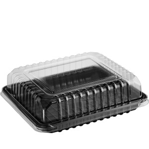 Eco-Smart Clearview Cake Container Medium 210 x 235 x 67 (mm) Combo-Pak Carton of 300 x Black Base + 300 x Clear Lid