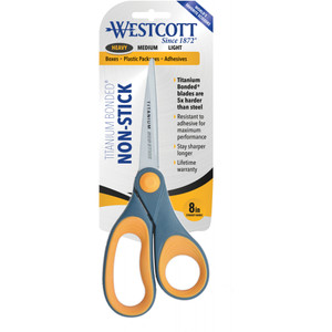 Westcott Scissors Titanium Bonded Straight Handle 203mm Non Stick Grey