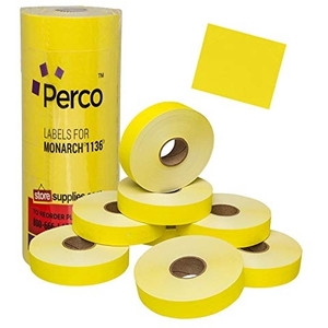 MONARCH FLUORO YELLOW LABELS FOR 1136 PRICING GUN 10K LABELS (6 ROLLS X 1667)