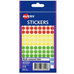 ASSORTED CIRCLE STICKERS 8 mm diameter, Round, Permanent, 416 Labels
