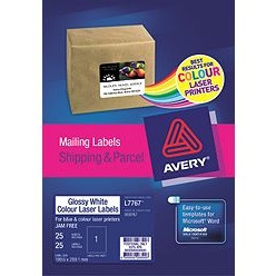 AVERY L7767 LABELS GLOSS 199.6 X 289 1 Per Page PK25