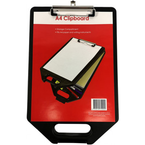 STAT CLIPBOARD A4 With Storage Black