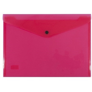 Bantex Transparent Document Wallet PP A4 Button Closure - Red (34040)