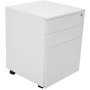 STEEL METAL PEDESTAL 590 X 390 X 500 2 PERSONAL DRAWERS + 1 FILE 5TH CASTOR    WHITE