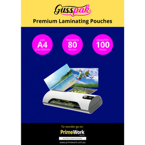 Gusspak A4 Laminating Pouches 216mm x 303mm 80 Micron Premium Gloss Pack Of 100